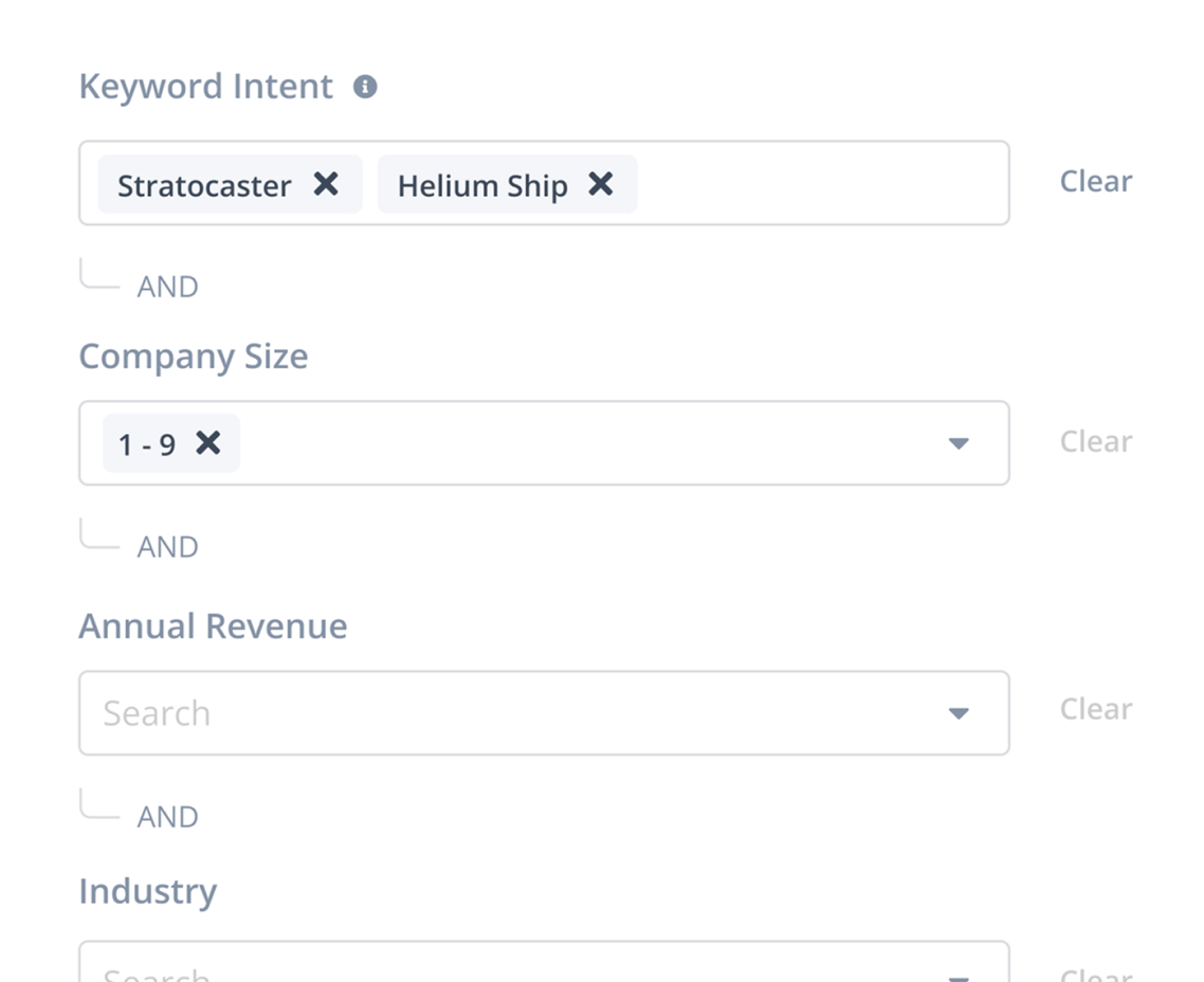 In-Market Account Finder interface
