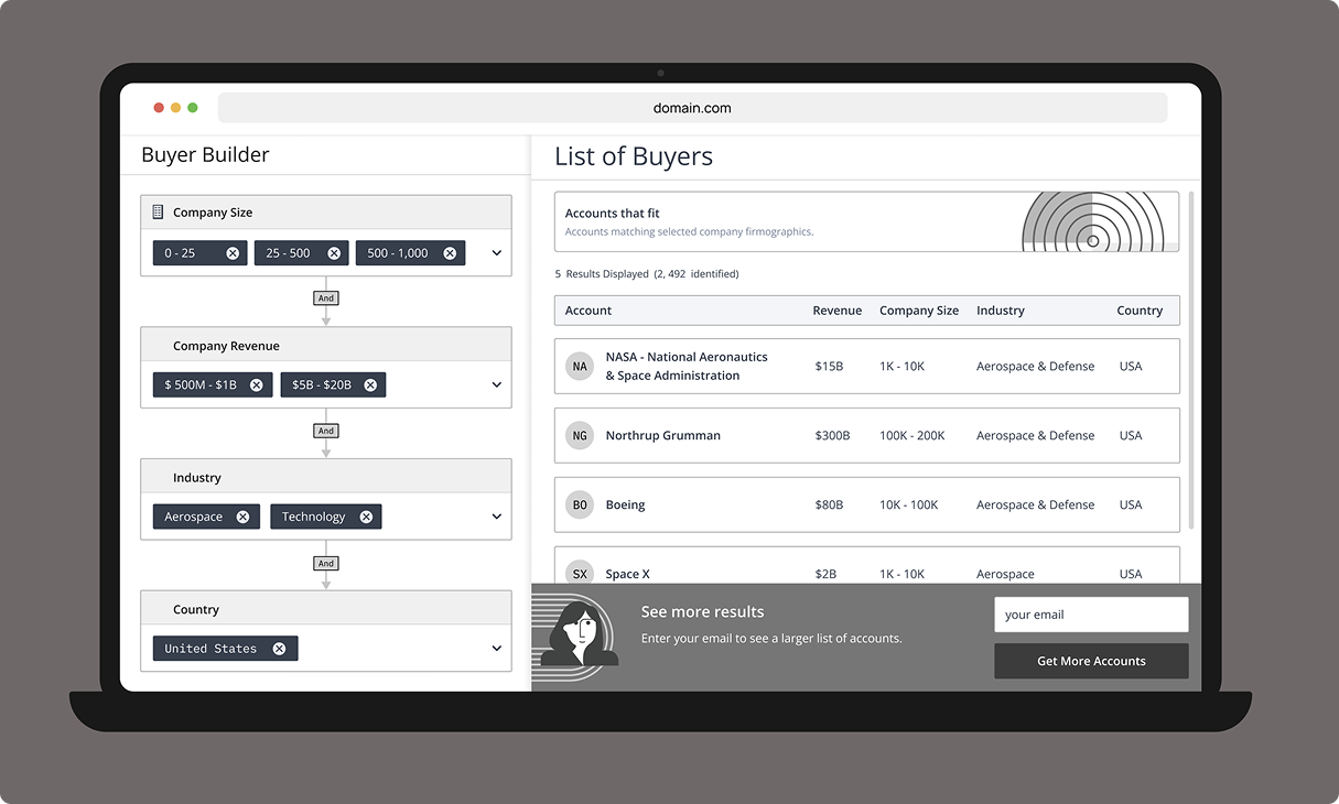 Original Buyer Builder interface