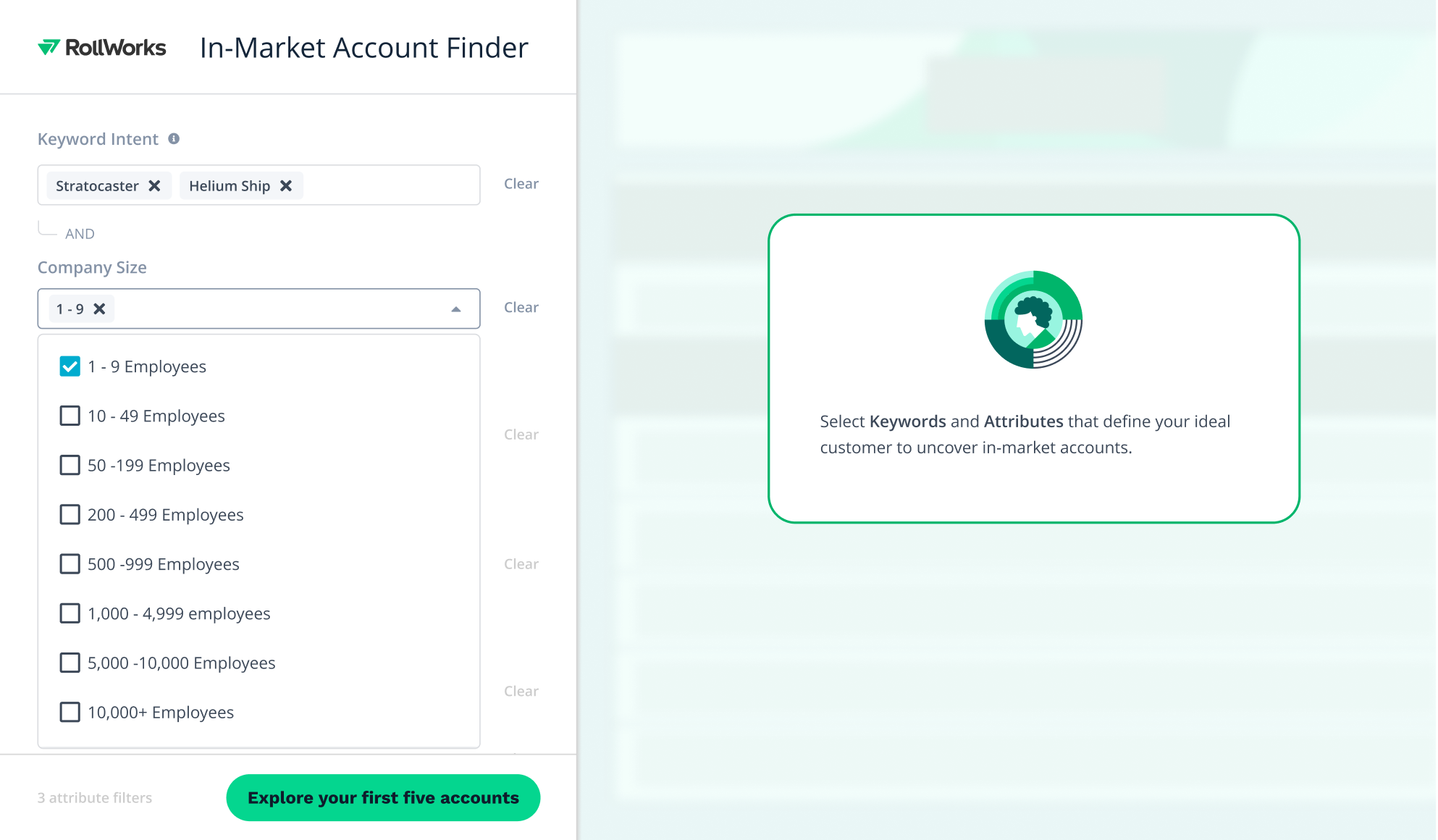 Filtering and audience criteria interface