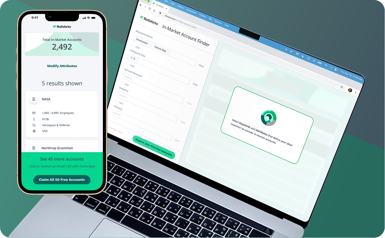 Responsive In-Market Account Finder experience on mobile and tablet
