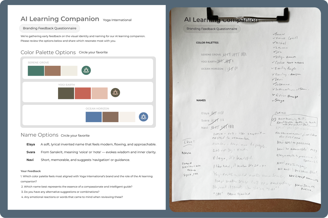 Brand questionnaire and hand-coded research results